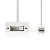 Mini DisplayPort-Kabel - DisplayPort 1.2 - Mini-DisplayPort Male - DVI-D 24+1-Pins Female/HDMI Input/VGA Female 15p - 21.6 Gbps - Vernikkeld - 0.20 m - Rond - PVC - Wit - Polybag