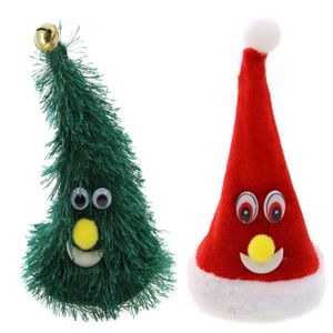 Zingende en dansende figuren - 2x st - kerstboom en kerstmuts - H16 cm