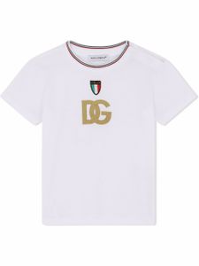 Dolce & Gabbana Kids t-shirt Italia à logo pailleté - Blanc