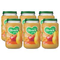 Olvarit Peer Appel Abrikoos - fruithapje voor baby's vanaf 6+ maanden - 6x200 gram babyvoeding in een fruitpotje