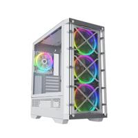 Nfortec - DRACO X Mid Tower (ATX) Gaming PC Case, 4x 120mm PWM ARGB Fans Inbegrepen, ARGB Controller, Gehard glas voor en zijkant, wit