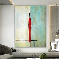 olieverfschilderij handgemaakte handgeschilderde kunst aan de muur abstract enkele man figuur woondecoratie decor gerold canvas geen frame niet uitgerekt Lightinthebox