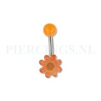 Navelpiercing acryl bloem oranje - thumbnail