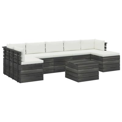 vidaXL 8-delige Loungeset met kussens pallet massief grenenhout vidaXL 8-delige Loungeset met kussens pallet massief grenenhout