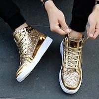 Voor heren Sneakers huu retireti Hoge sneakers Wandelen Sportief Casual Buiten Dagelijks PU Draag het bewijs Veters Zilver Zwart Goud Lente Herfst Lightinthebox