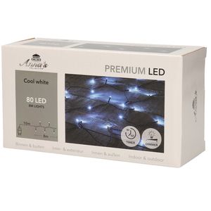 Kerstverlichting helder wit 80 leds met dimmer en timer functie 800 cm