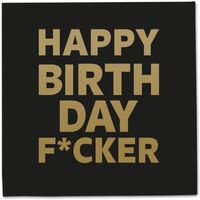 20x Zwarte gefeliciteerd / happy birthday f*cker tafel thema servetten 33 x 33 cm