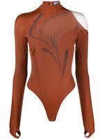 Mugler body à empiècements en résille - Marron