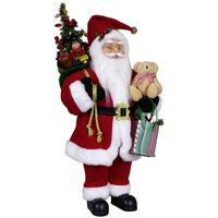 Kerstman beeld - H45 cm - rood - staand - kerstpop   -