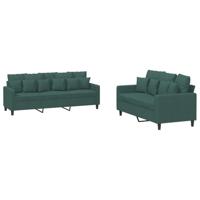 VidaXL 2-Delige Loungeset Met Kussens Fluweel Donkergroen - Fauteuil, Zitbank, 2-Zitsbank, Sofa