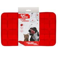 Eat Slow Live Longer Licking Mat Bloemenpatroon - 21 x 34 cm - snuffelmat - Anti-snuffelmat - Slowfeeder - 100% siliconen - vaatwasmachinebestendig - rood