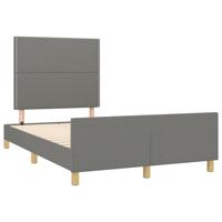 vidaXL Bedframe met hoofdbord stof donkergrijs 120x190 cm, bed, ledikant, tweepersoonsbed, slaapmeubel, bedbodem, bedden, slaapmeubels, slaapmeubelen