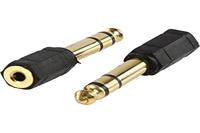 Adapter mannelijk stereo 6,35 mm naar 3,5 mm stereo jack goud