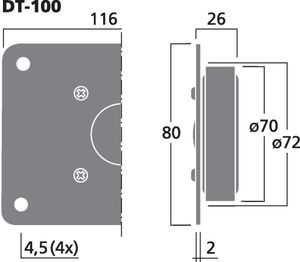 Monacor DT-100 30 W 1 stuk(s) Hogetonenluidspreker-driver