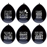 ballonnen Drink quotes zwart 6 stuks 30 cm