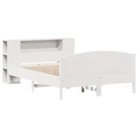 vidaXL Bed met boekenkast zonder matras grenenhout wit 135x190 cm