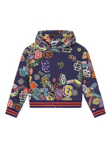 Dolce & Gabbana Kids hoodie zippé à imprimé graphique - Bleu