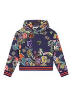 Dolce & Gabbana Kids hoodie zippé à imprimé graphique - Bleu - thumbnail