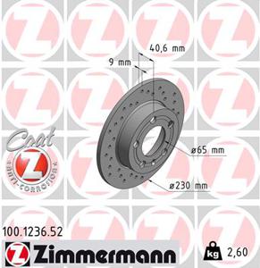 Remschijf SPORT REMSCHIJF COAT Z ZIMMERMANN, Remschijftype: Geperforeerd, u.a. für Seat, Audi, Skoda, VW