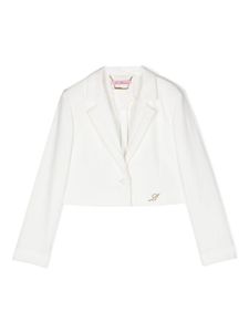 Miss Blumarine blazer en crêpe à plaque logo - Blanc