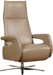 Taupe leren moderne relaxfauteuil Note - met stervoet chroom - zithoogte medium - Granada leer Taupe (taupe leer)