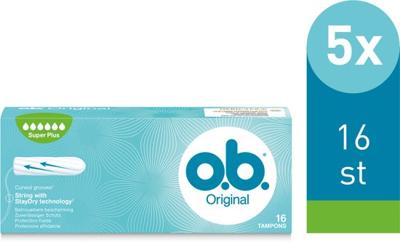 OB Tampons Original Super Plus 16 stuks 5-pack Voordeelverpakking OB Tampons Original Super Plus 16 stuks 5-pack Voordeelverpakking