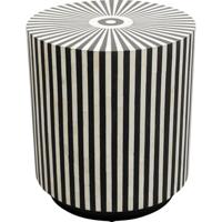 Kare Design bijzettafel Electra, zwart/wit, 40 cm diameter, handwerk, gerecycled hout, ronde salontafel, woonkamertafel, slaapkamer, massief hout, buffelbotten, 45 x 40 x 40 cm (H x B x D)