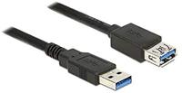 DeLock verlengkabel USB 3.0 type A stekker > USB 3.0 type A bus 1,0 m zwart