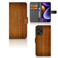 Xiaomi Poco F5 Book Style Case Donker Hout - thumbnail