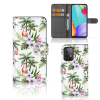 Samsung Galaxy A52 Telefoonhoesje met Pasjes Flamingo Palms - thumbnail