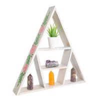 Houten Altaar Edelsteenkast Piramide Bloemen Indonesie 43,5x43x7 cm - thumbnail