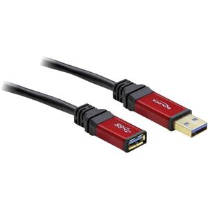 Delock USB-kabel USB 3.2 Gen1 (USB 3.0 / USB 3.1 Gen1) USB-A stekker, USB-A bus 5.00 m Rood, Zwart Vergulde steekcontacten, UL gecertificeerd 82755