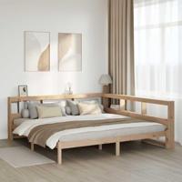 vidaXL Bed met boekenkast zonder matras massief grenenhout 200x200 cm, bed, slaapkamermeubels, massief houten bed, tweepersoonsbed, houten bed