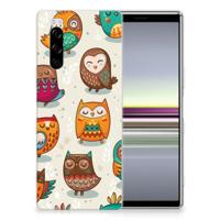 Sony Xperia 5 TPU Hoesje Vrolijke Uilen