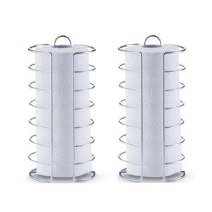 2x Zilveren metalen keukenrolhouders rond half dicht 15 x 30 cm