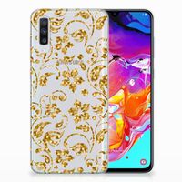 Samsung Galaxy A70 TPU Case Gouden Bloemen