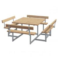 ThermoWood® Picknicktafel Vierkant Blokhus 4 Rugleuningen - thumbnail