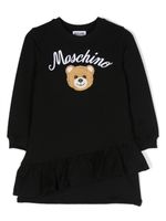 Moschino Kids robe volantée à logo imprimé - Noir - thumbnail