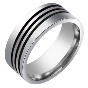 Stalen mannen ring Triple Diagonal Stripe-18mm