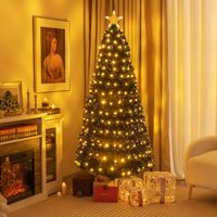 180 cm Kerstboom Kunstmatige Kerstboom met 230 PVC-Takken 230 Warmwitte LED-Verlichting Verlichte Ster en 8 Verlichtingsmodi - thumbnail