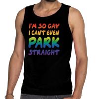 I am so gay i cant even park straight - pride thema - tanktop shirt - zwart - heren