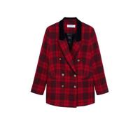 Violeta by Mango geruite fluwelen blazer rood