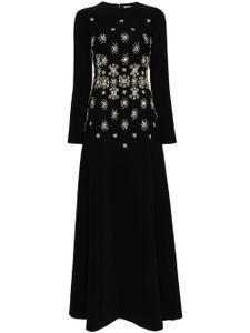 Dina Melwani robe longue à ornements en cristal - Noir