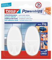 tesa POWERSTRIPS® Zelfklevende haak Large ovaal Wit Inhoud: 2 stuk(s) - thumbnail