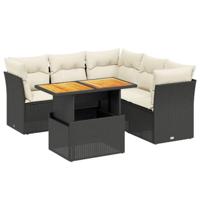 vidaXL 5-delige Loungeset met kussens poly rattan zwart, tuinset, tuinmeubel, terrasset, tuinbank, terrasmeubel, loungebank, loungeset tuin