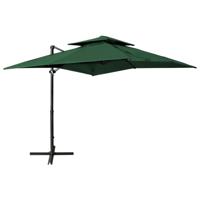 vidaXL Zweefparasol met dubbel dak 250x250 cm groen