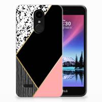 LG K4 (2017) TPU Hoesje Zwart Roze Vormen