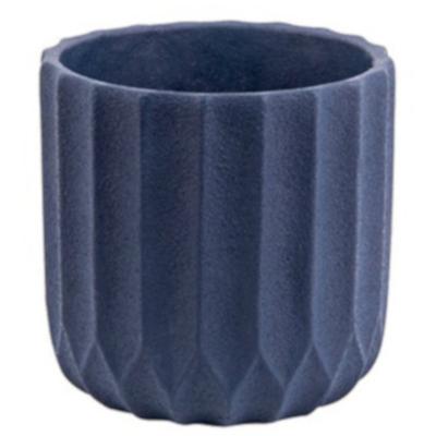 Present Time Bloempot Stripes 15 Cm Beton Blauw