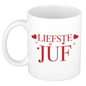 Liefste juf cadeau mok / beker wit - verjaardag / bedankt kado juffrouw   -