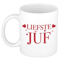 Liefste juf cadeau mok / beker wit - verjaardag / bedankt kado juffrouw   - - thumbnail